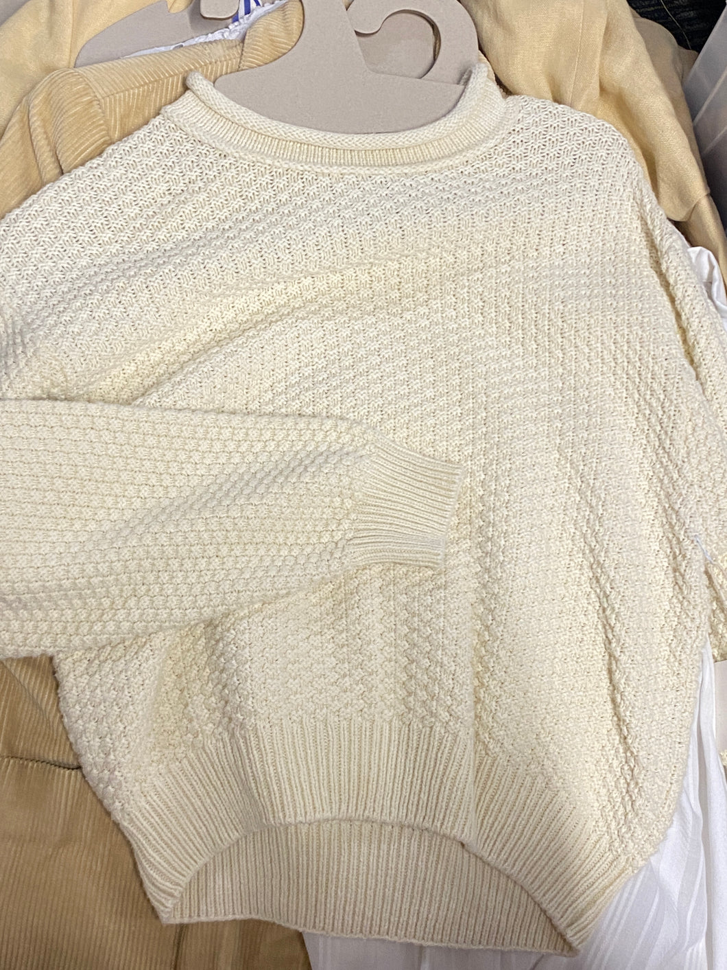 textured cream sweater