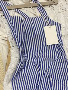 blue & white striped maxi dress